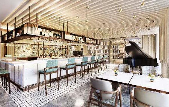 コートヤード・バイ・マリオット京都駅 — ピアノを配したカフェ＆バーの完成予想