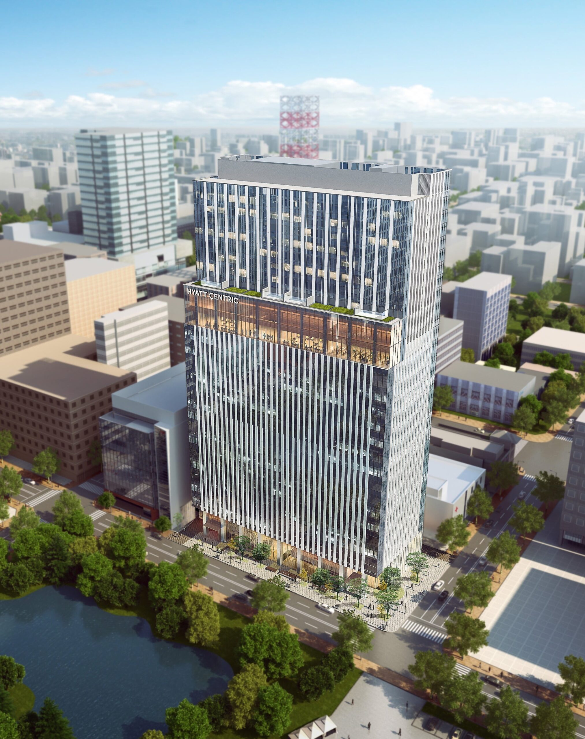ハイアット セントリック 札幌 — 札幌市中央区北一条西・地上26階建タワー外観レンダリング