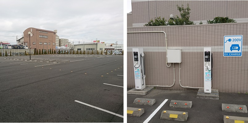 ホテルルートイン南四日市 — 四日市市 · 平面駐車場とEV充電設備を備えた外観
