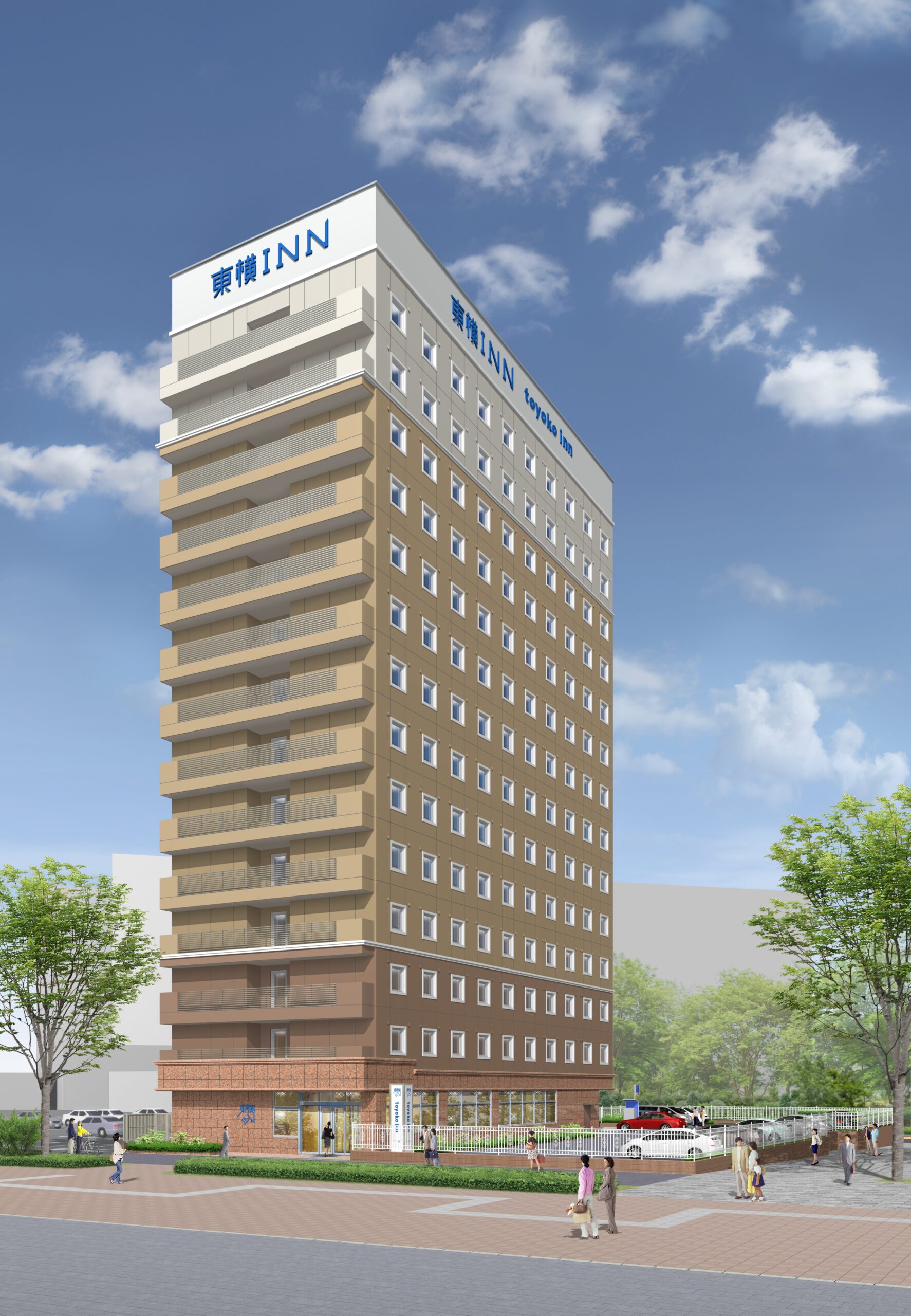 東横INNつくば駅 — 茨城県つくば市竹園1-9-9 · 2026年9月11日開業、14階建・全217室の新築宿泊特化ホテル外観イメージ