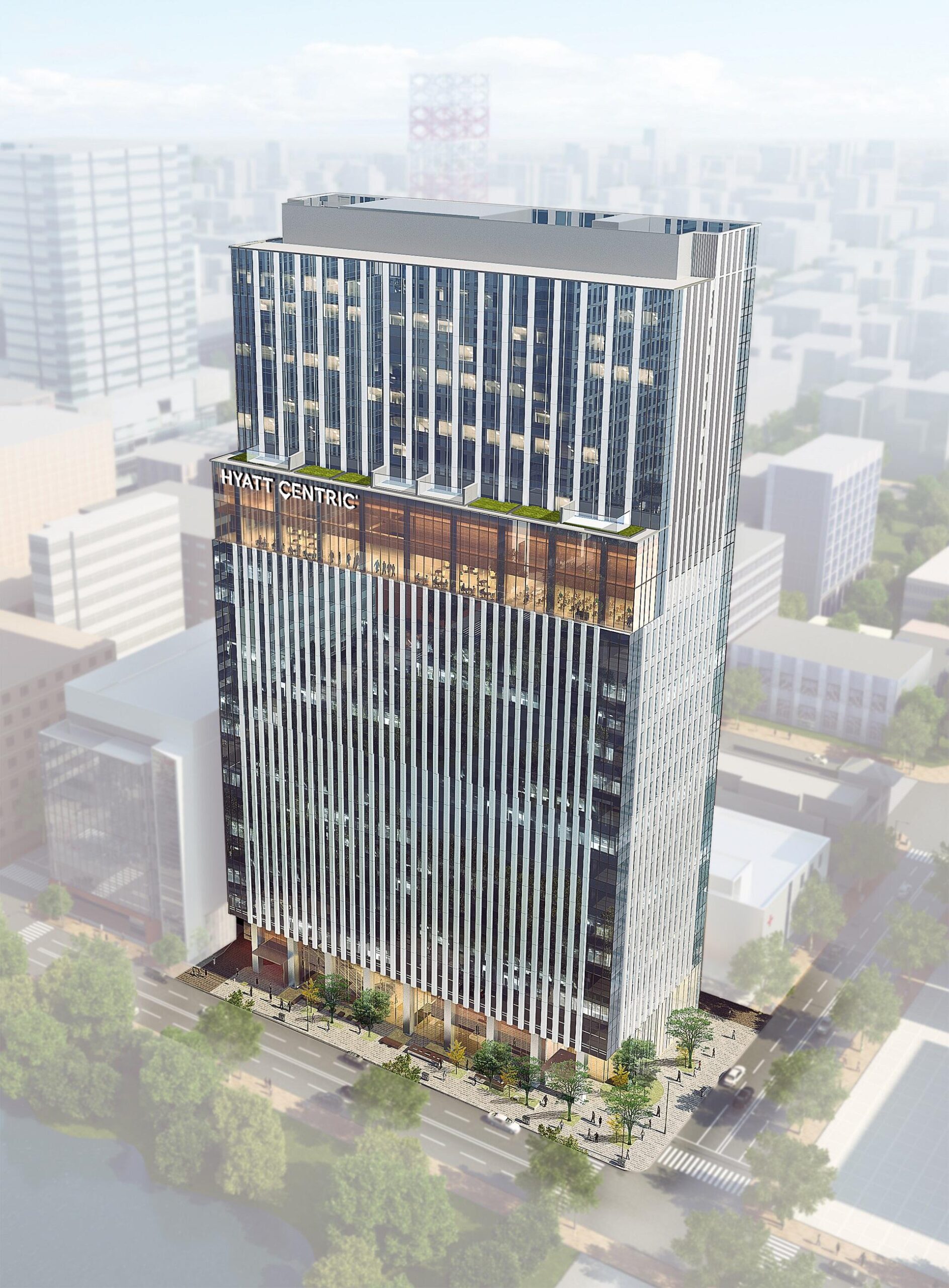 ハイアット セントリック 札幌 — 札幌市中央区北一条西5丁目 · アーバンネット札幌リンクタワー高層部に入る客室216室、外観完成予想図