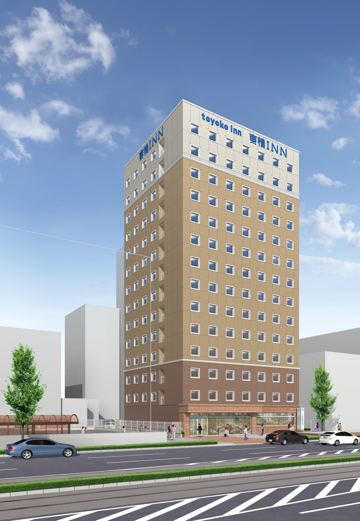 東横INN豊橋駅前大通り — 愛知県豊橋市駅前大通 · 2026年11月6日開業予定のホテル外観イメージ