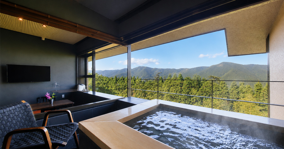 WAKAN箱根強羅 by ラフォーレ — 箱根町強羅 · 箱根の山並みに面した露天風呂付客室（客室の風呂は温泉ではない）